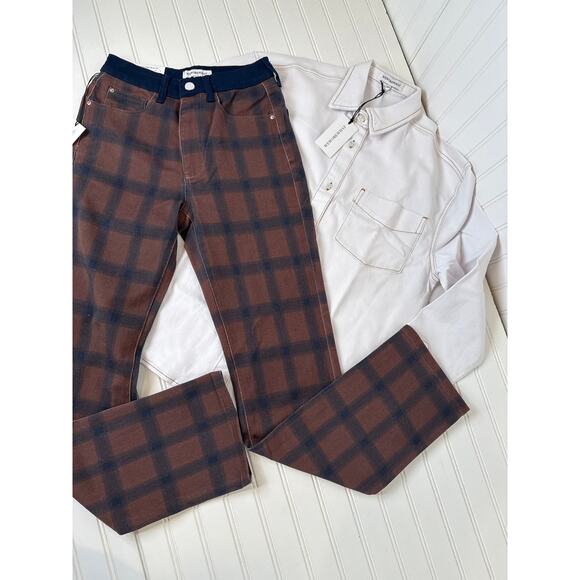 NWT WEWOREWHAT BUNDLE Bundle Colorblock Icon Pants Sz 25 Oversized Shirt Sz XS S - Picture 2 of 10